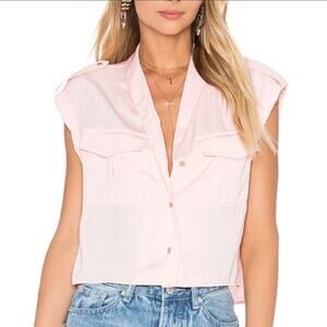 L'Academie The Safari Crop Top Blouse Blush Small